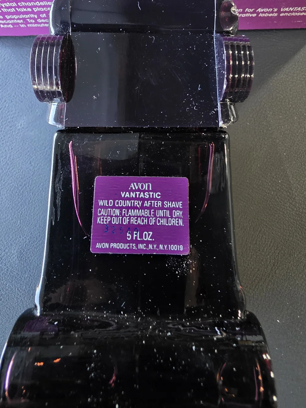 Avon Black-Purple Glass Van with Illustrated Pink Box